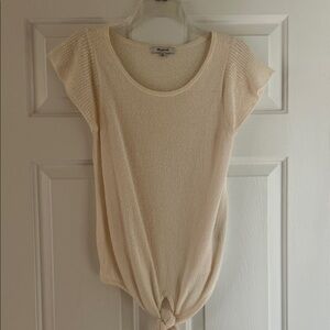 Madewell Cream Short Sleeve Knit Top